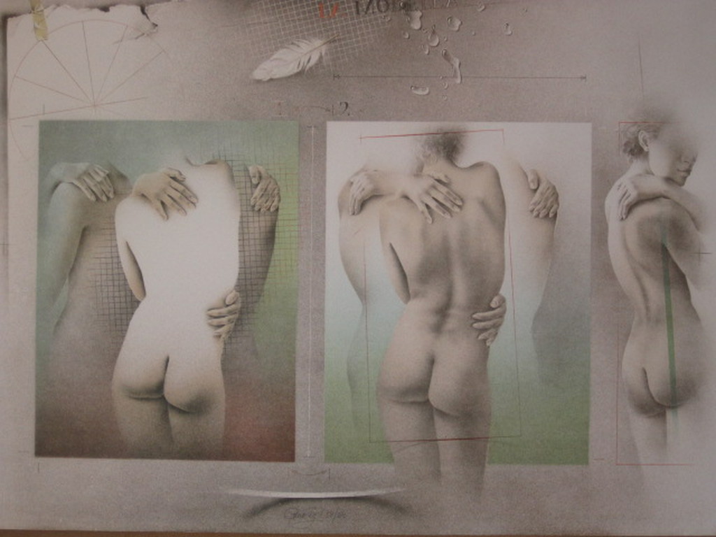 Machtig Realisme van Poen de Wijs (1948-2014)  gesigneerde  Litho "la Modella"  kopen? Bied vanaf 1!