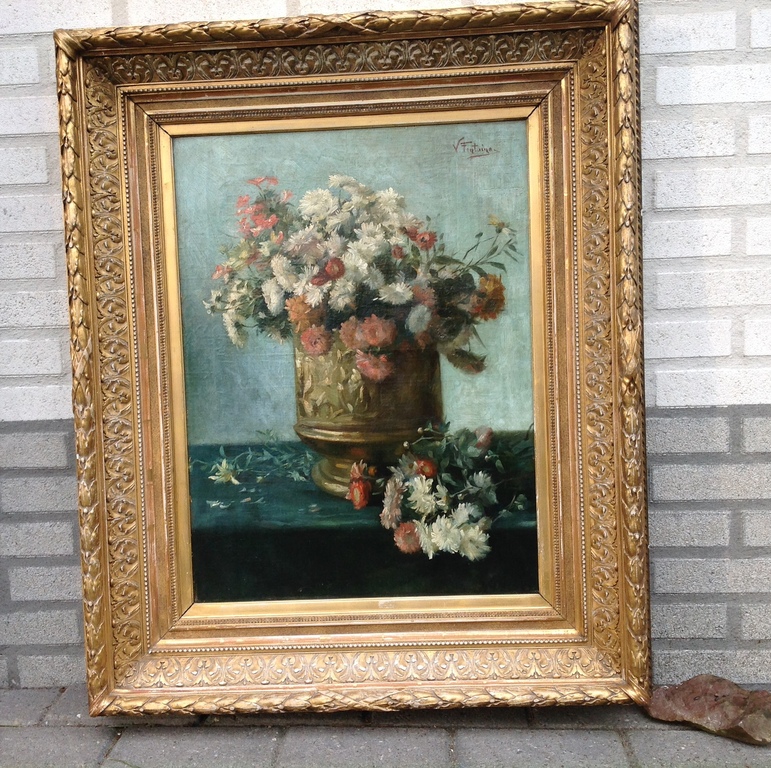 Victor Fontaine, olieverfschilderij, Vaas met bloemen kopen? Bied vanaf 750!