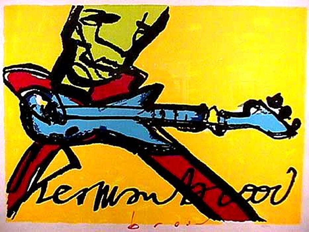 HERMAN BROOD, grote gelimiteerde en handgesigneerde zeefdruk 'Guitarman' kopen? Bied vanaf 275!