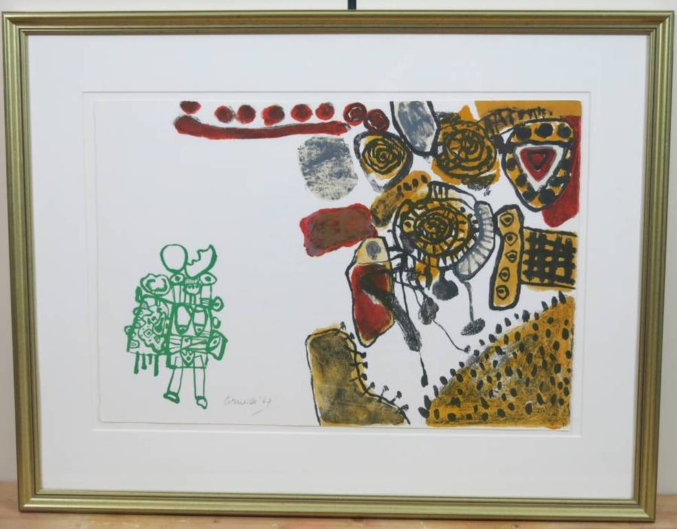 Corneille: Kleurenlitho, Femme de Nuit et d'Aube IV - Ingelijst verkocht voor € 250!