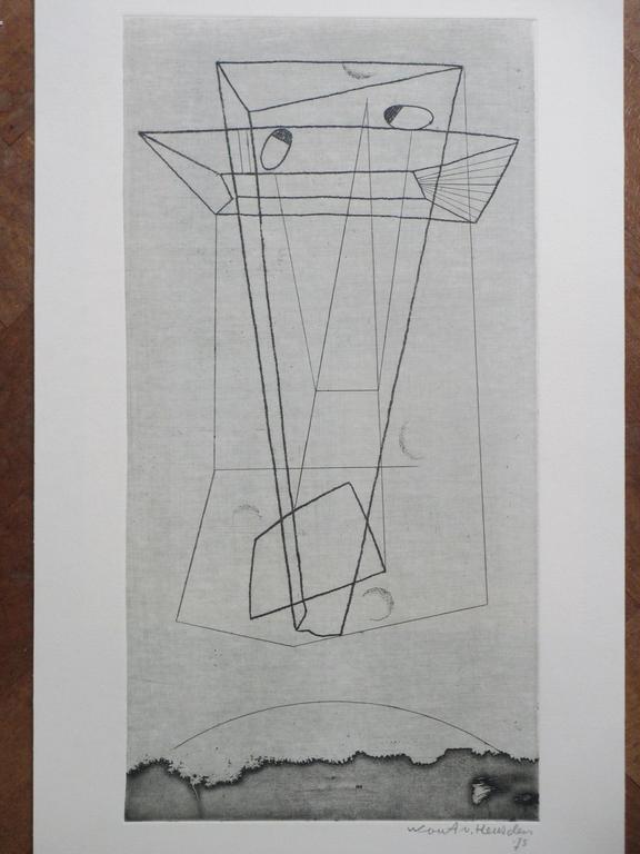 Wout van Heusden, Geometrische abstractie, Ets 1975 verkocht voor € 45!