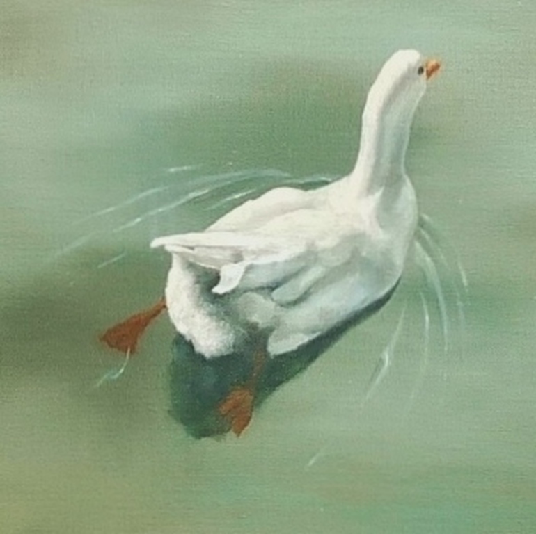 Jan van den Berg: Olieverf op doek, Pop in het water kopen? Bied vanaf 375!