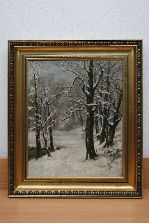 Gerrit Jan Derens (1831-1898) - olieverf op doek - winters bosgezicht verkocht voor € 185!