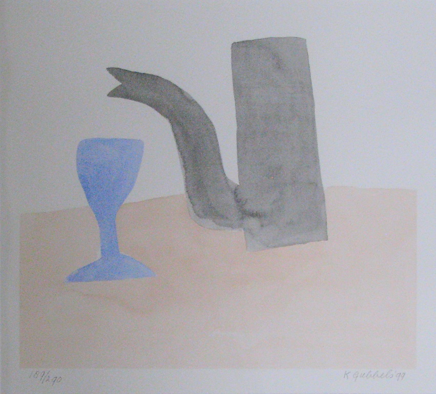 Klaas Gubbels, zeefdruk, Kan met glas kopen? Bied vanaf 50!