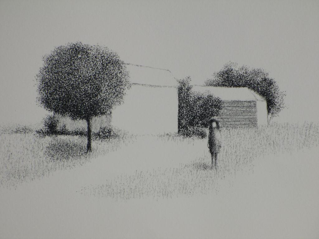 Metten Koornstra, Meisje in surrealistisch landschap, Litho verkocht voor € 140!