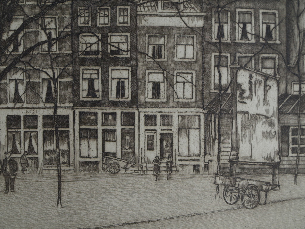 Frans Everbag : Ets , Noordermarkt Amsterdam – gesigneerd - 1938 kopen? Bied vanaf 30!