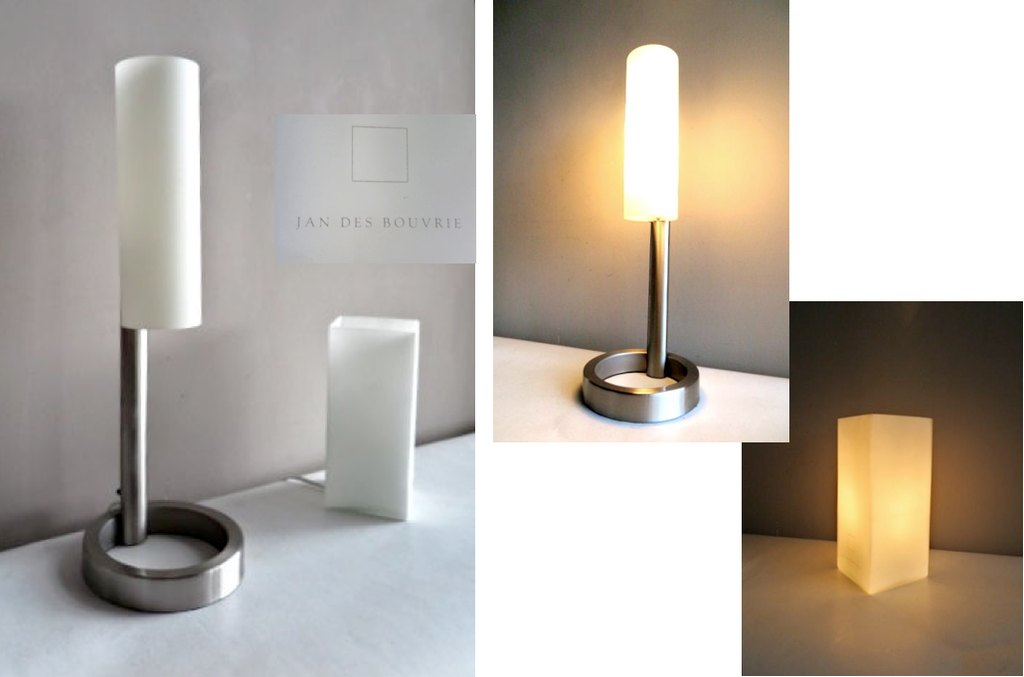 Jan des Bouvrie e.a. - Twee melkglazen tafellampen / - strak design kopen? Bied vanaf 1!