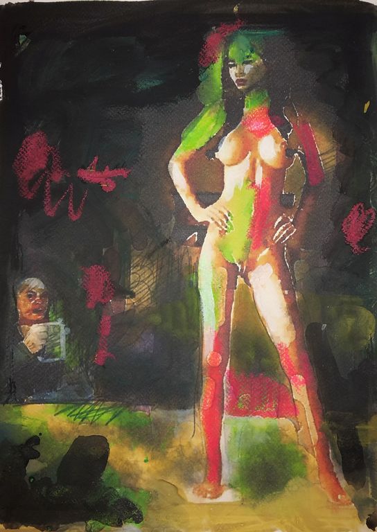 Peter Klashorst - Selfportrait... - gemengde techniek op papier - gesigneerd kopen? Bied vanaf 80!