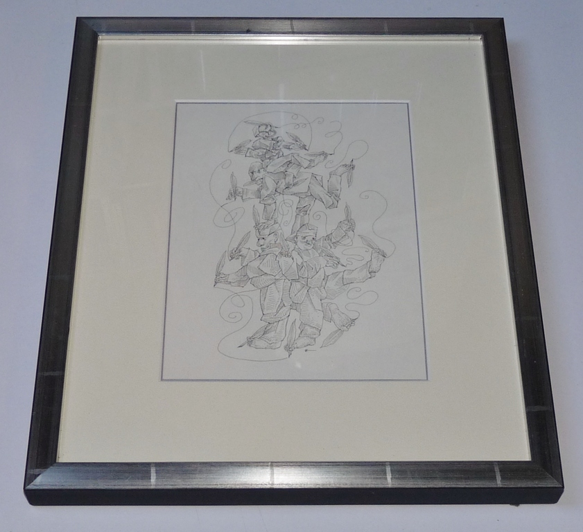 Peter Vos, Originele Inkttekening, Schrijvende figuren kopen? Bied vanaf 225!