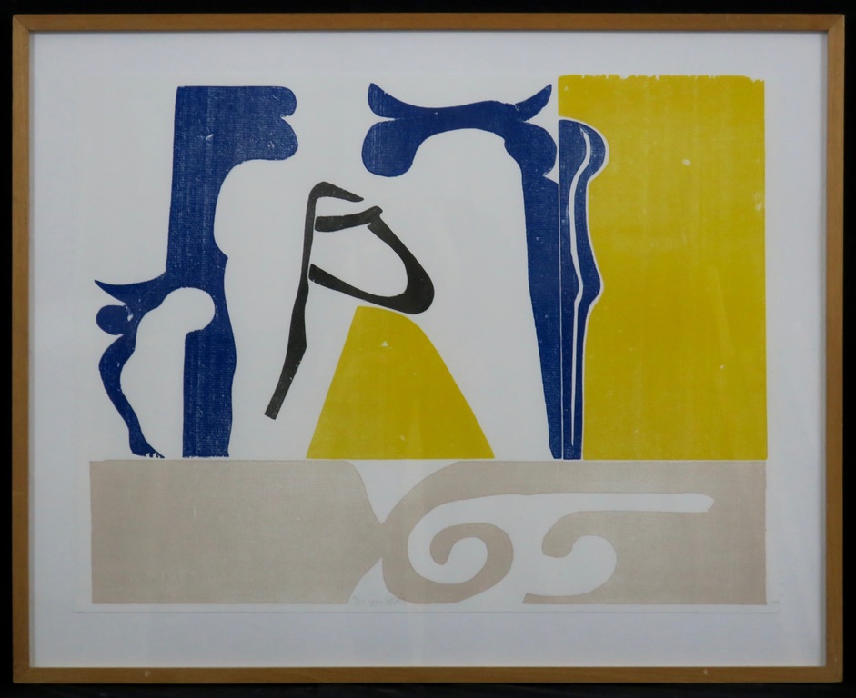 David van de Kop: Houtsnede, Zonder titel - Ingelijst verkocht voor € 90!