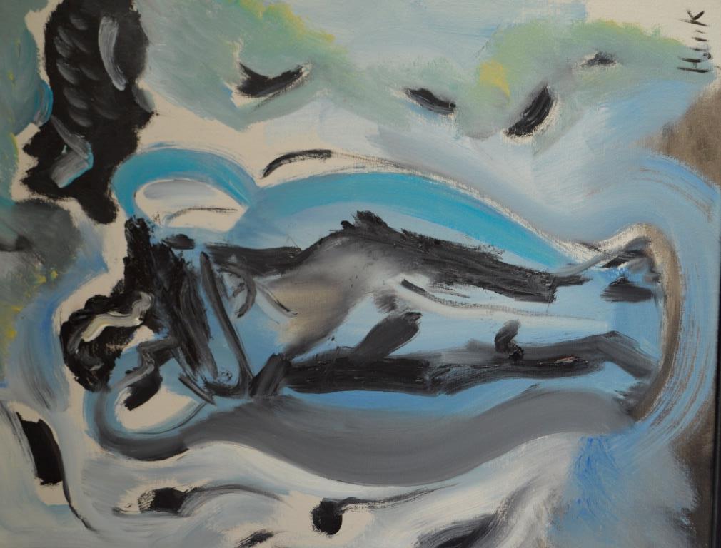 Henk Eikenaar (Empel 1945-   Vrouw-in-vaas ( 2001, olie/doek ) 50x40 ingelijst kopen? Bied vanaf 65!