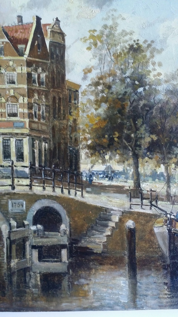 Onbekend, Olieverf op doek, Gracht in Amsterdam. kopen? Bied vanaf 65!