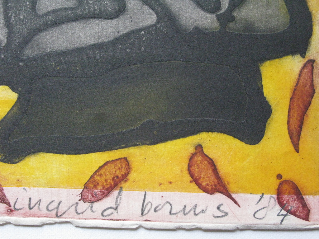 INGRID BOUWS - Grote abstracte ETS - GESIGNEERD 1984.  kopen? Bied vanaf 35!