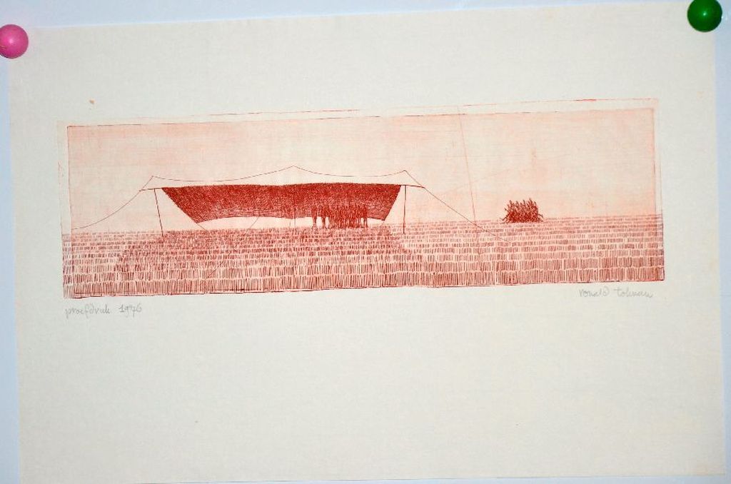 Ronald Tolman: Ets in rood. Proefdruk. Figuren in Landschap kopen? Bied vanaf 70!