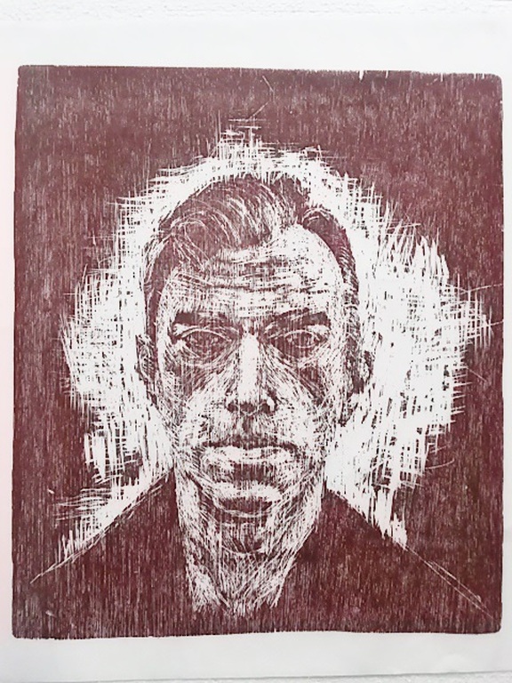 R. ZIkel, portret van Neo Rauch, houtsnede verkocht voor € 75!