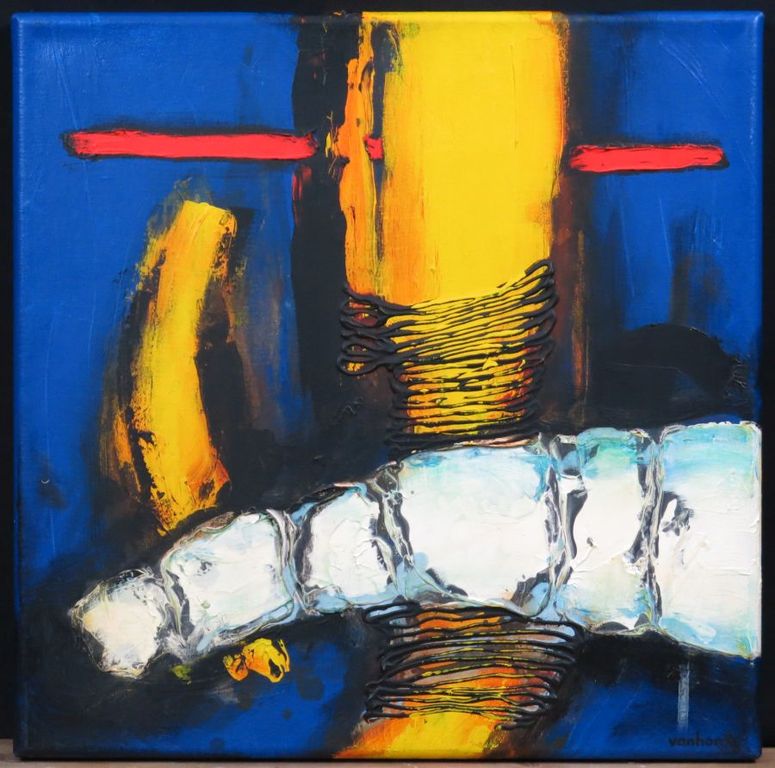 Hans Vanhorck: Olieverf op doek, Relief series XV verkocht voor € 400!