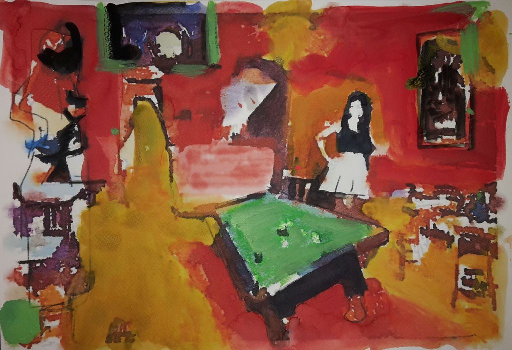 Peter Klashorst - Cafe de Nuit - gemengde techniek op papier - gesigneerd - 2015 kopen? Bied vanaf 55!