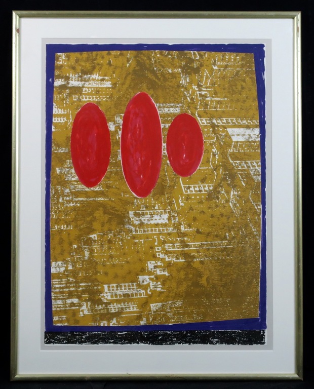 Jelis van Dolderen: Zeefdruk, Zonder titel - Ingelijst verkocht voor € 50!