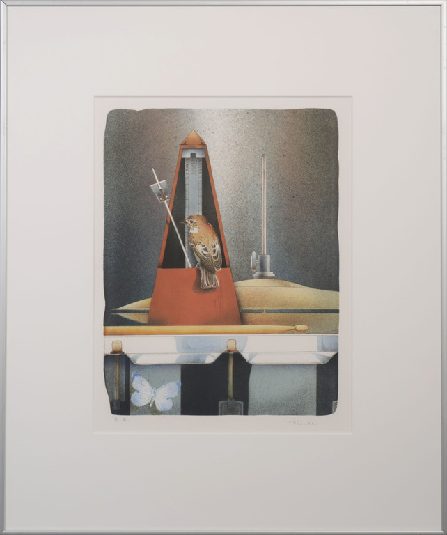 Ernst Hanke: Litho, Das Nest im Metronom - Ingelijst verkocht voor € 35!