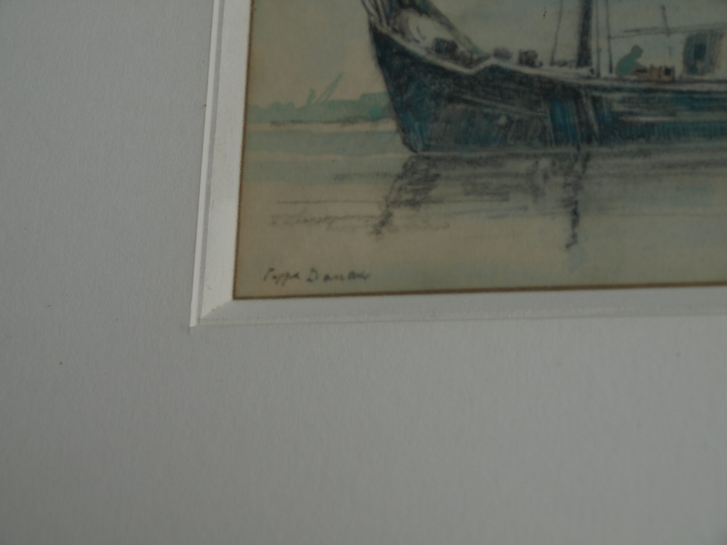 Poppe Damave (1921–1988) : tekening , Spaarndam – Gesigneerd & ingelijst  kopen? Bied vanaf 1!