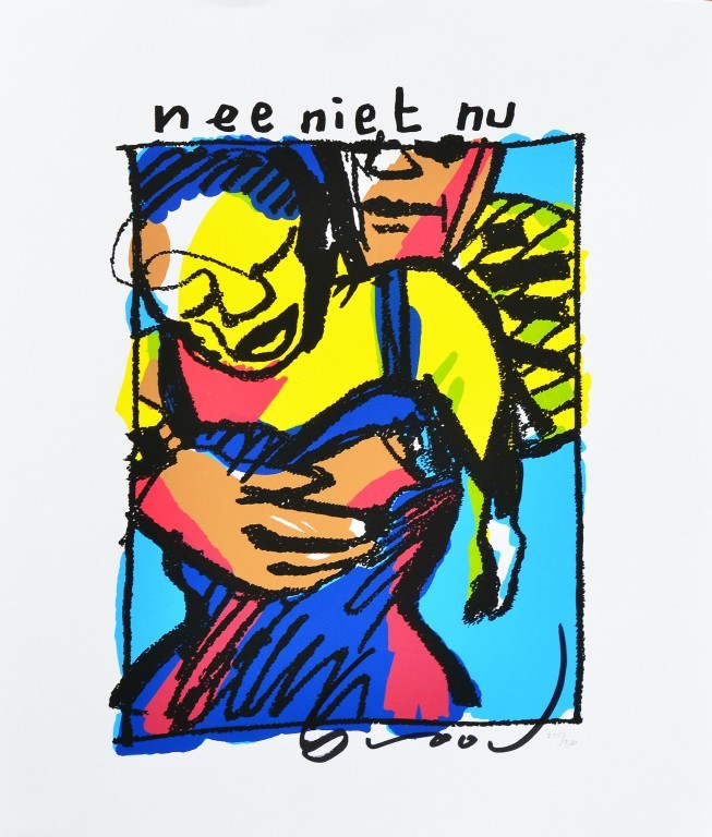 Herman Brood - Originele Handgesigneerde Zeefdruk: "Nee niet nu" kopen? Bied vanaf 1!