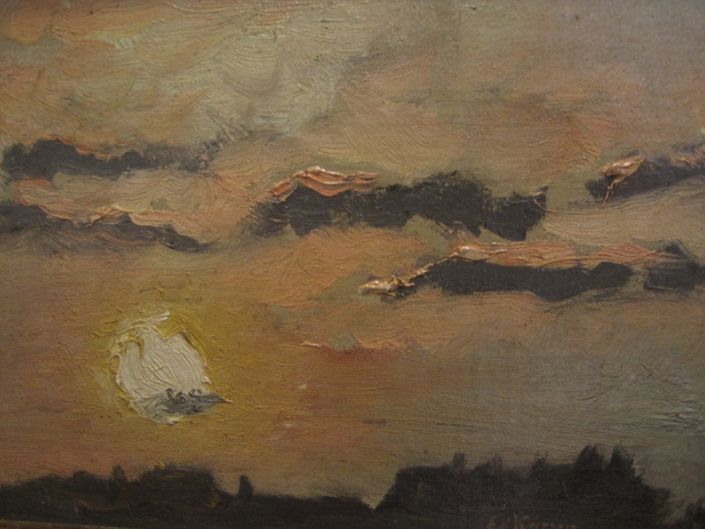 Sfeervol ca 1900 olieverf "Zomeravond boven Amsterdam" Eduard Karsen 1860-1941  kopen? Bied vanaf 1!