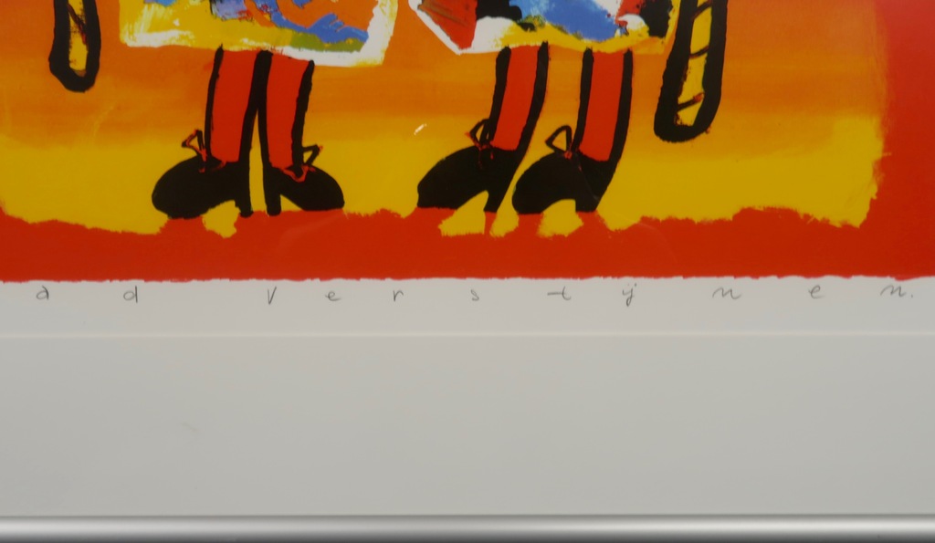 Ad Verstijnen: Zeefdruk, Tweeling met springtouw - Ingelijst kopen? Bied vanaf 80!