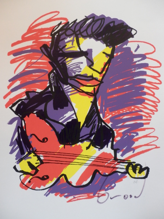 HERMAN BROOD, Gelimiteerde en HANDGESIGNEERDE Zeefdruk  ELVIS verkocht voor € 155!