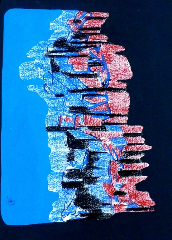 Jaap Hillenius - Pastel + naakttekening op achterzijde verkocht voor € 160!