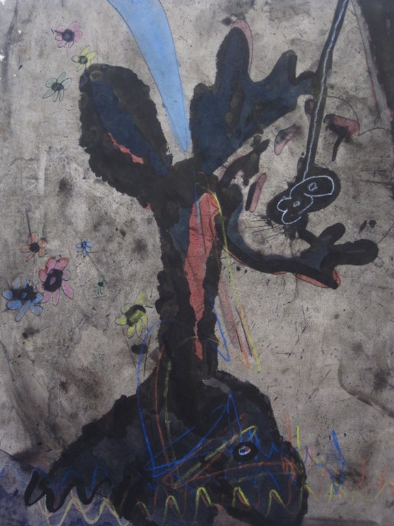 Originele abstract expressionisme 1960 CoBrA aquarel Serge Vandercam 1924-2005  verkocht voor € 889!