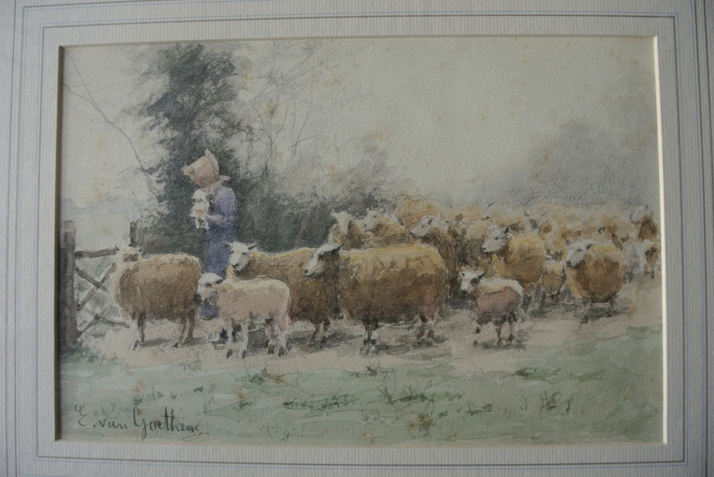 Edward v.Goethem 5 Aquarellen in klassiek passe-partout -SUMMER TIME-Lithografie kopen? Bied vanaf 75!
