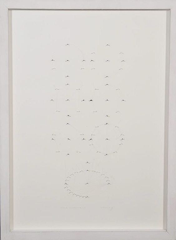 Wim Smits: Potlood en collage, Hoek en ellipskonstruktief - Ingelijst verkocht voor € 140!