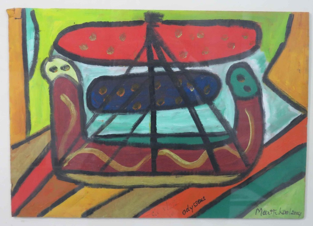 Meertje Kaal: Olieverf en Acryl op karton, De vloot van Odysseus - Ingelijst kopen? Bied vanaf 1!