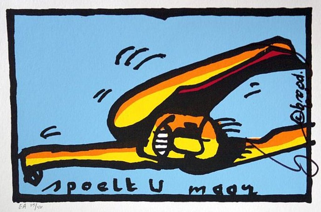 Herman Brood, zeefdruk Spoelt u maar kopen? Bied vanaf 1!