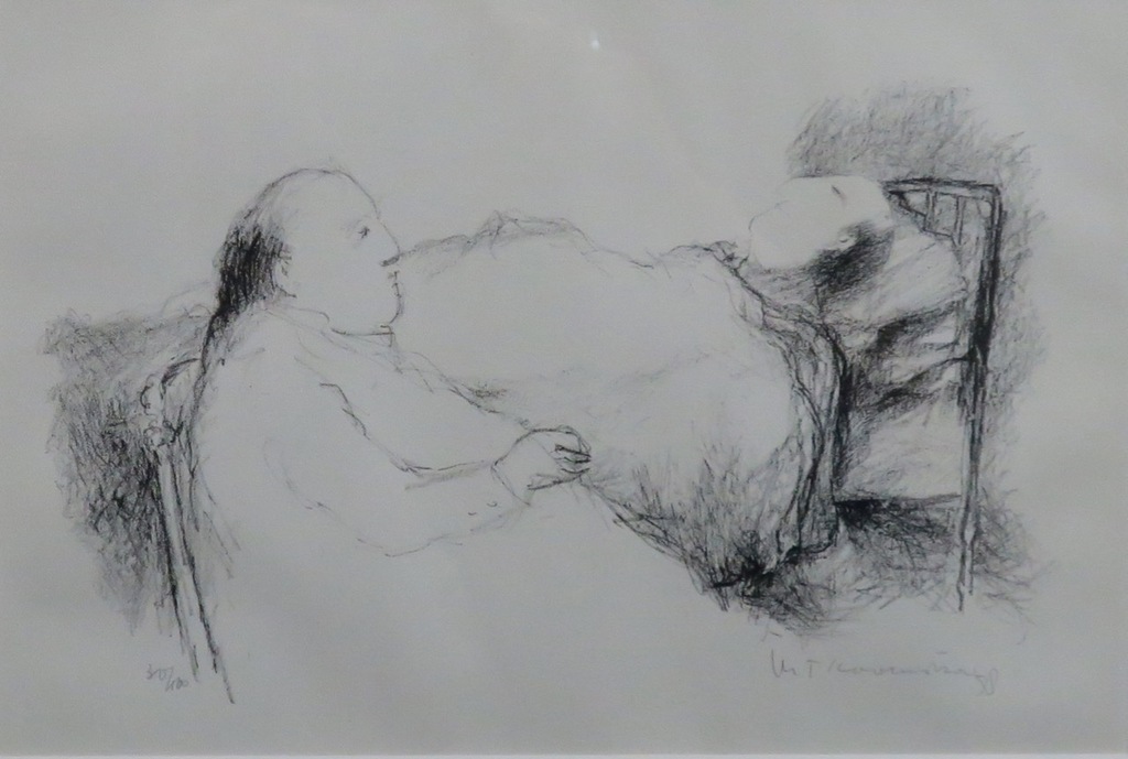 Metten Koornstra: Litho, Ziekbed - Ingelijst kopen? Bied vanaf 1!