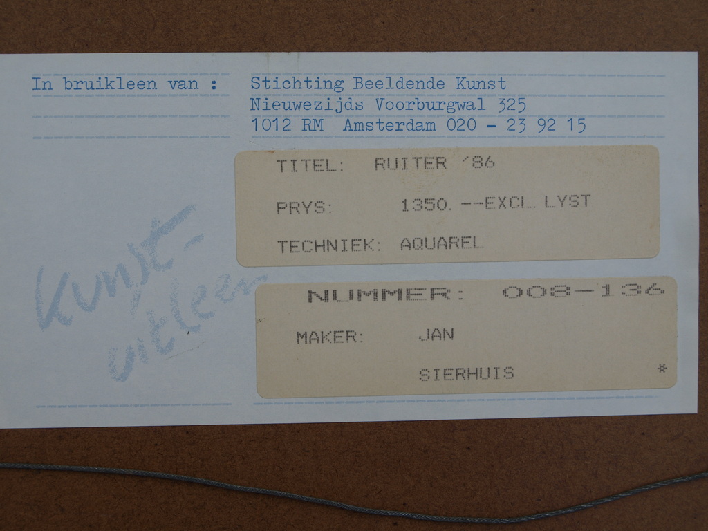 Jan Sierhuis : Aquarel, Ruiter – Gesigneerd & ingelijst - 1986  kopen? Bied vanaf 200!
