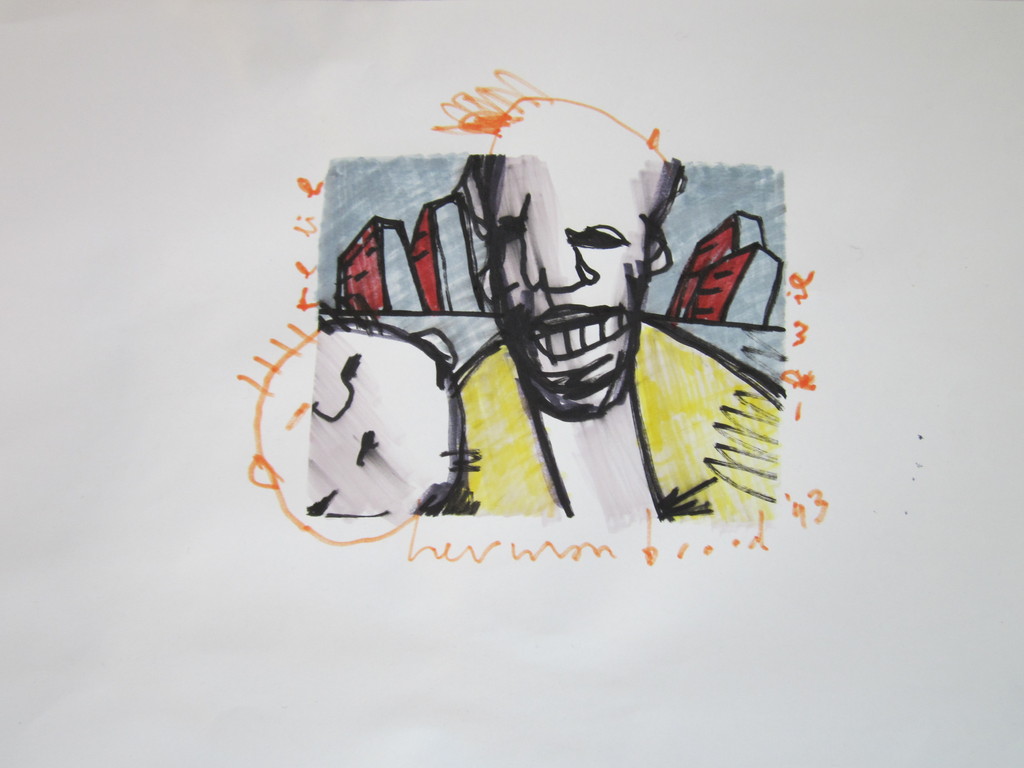 Herman Brood originele tekening uit 1993 met lijst verkocht voor € 375!