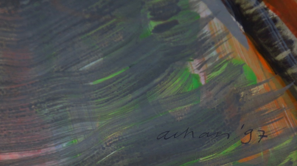 Arhan Gunermengi: Acryl op papier, Zonder titel 10 (berkenbos) -Ingelijst kopen? Bied vanaf 35!