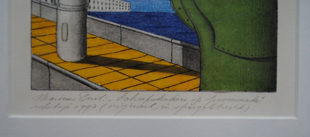 Marinus Fuit-orig. tekening 'Scheepskokers op promenade'-1993-ingelijst+boek kopen? Bied vanaf 125!