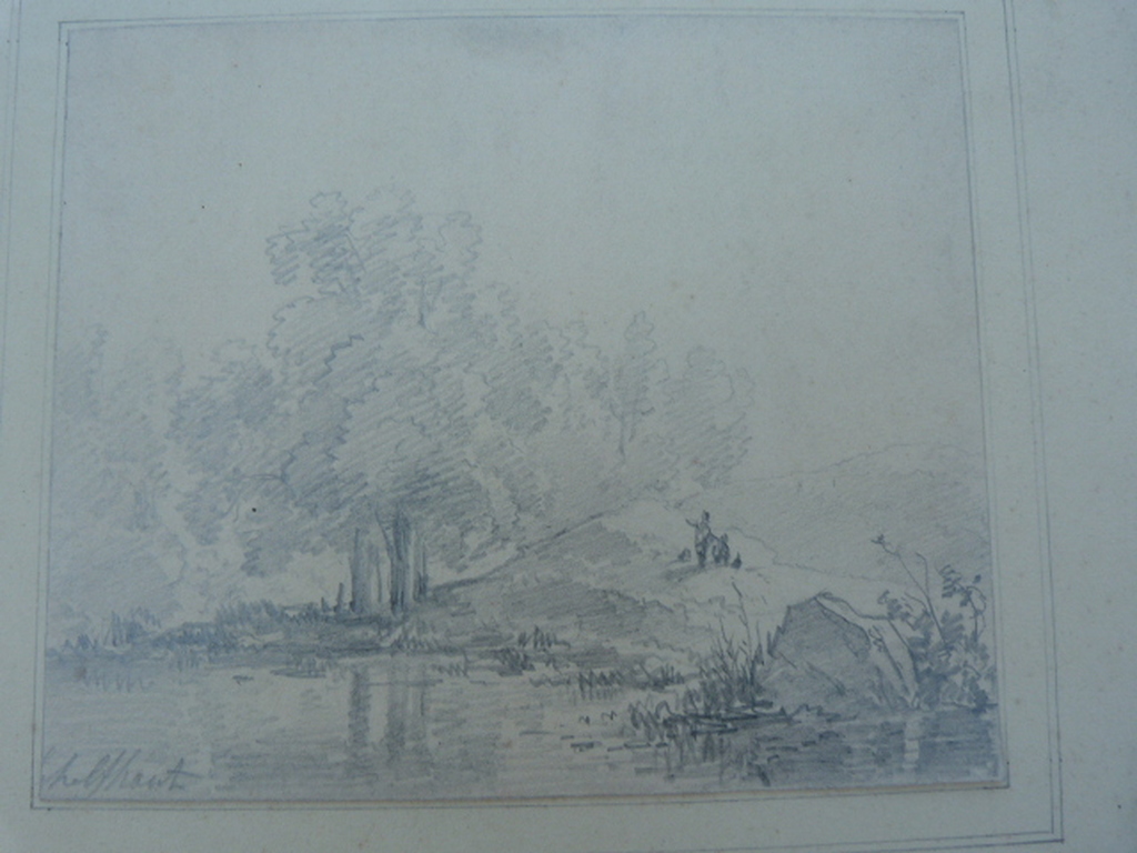 Toegeschreven aan Andries Schelfhout ( 1787 - 1870 )  -  tekening - landschap. verkocht voor € 50!