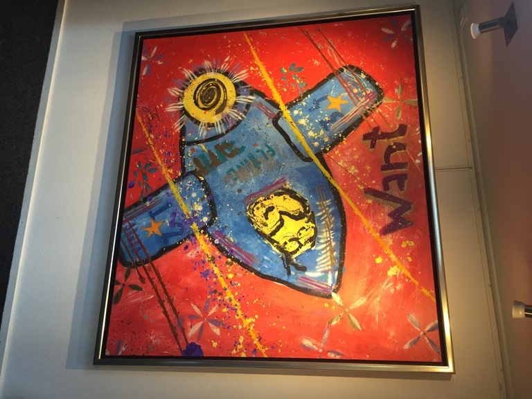 ESPEN GREGER HAGEN  vriend Herman Brood ) gemengde technieken op doek Titel:WANT kopen? Bied vanaf 199!