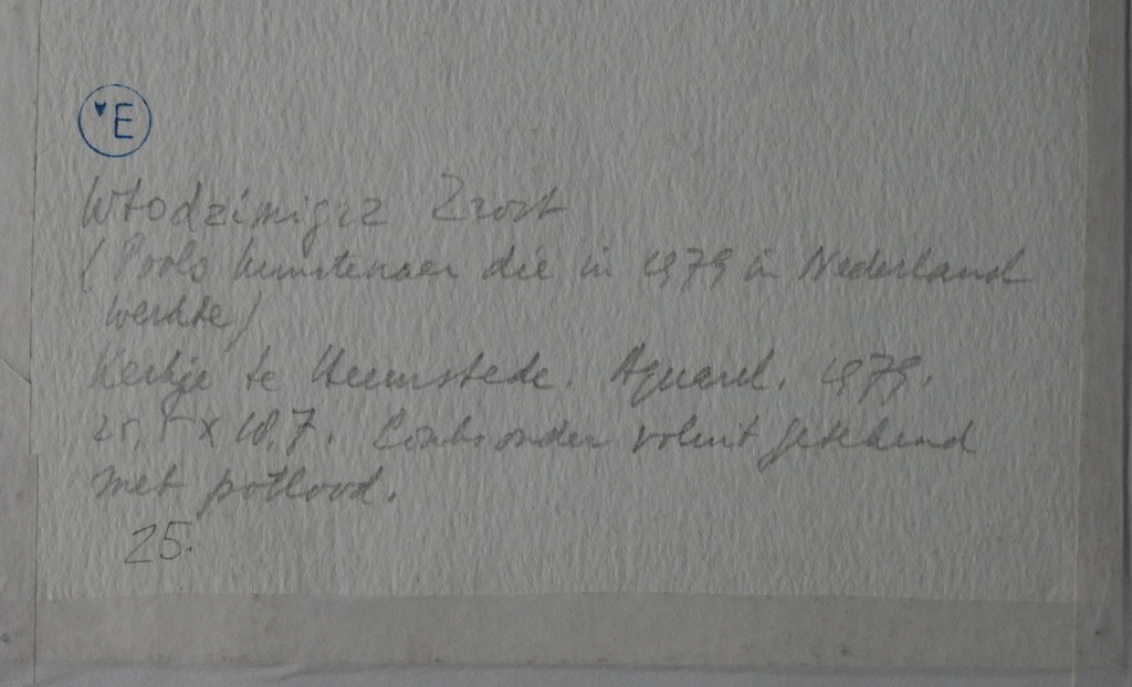 Onbekende Poolse kunstenaar - aquarel - kerk te Heemstede kopen? Bied vanaf 1!