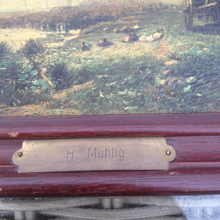 Klein schilderijtje van olieverf op linnen. Bostafreeltje gesigneerd kopen? Bied vanaf 650!