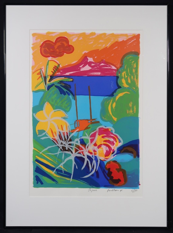 Frank Rosen: Zeefdruk, Papeete - Ingelijst kopen? Bied vanaf 20!