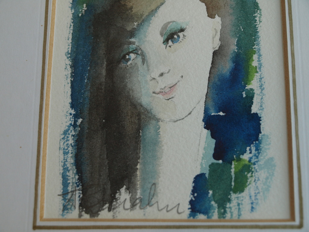 Onbekend : Aquarel , Portret meisje – gesigneerd & ingelijst  kopen? Bied vanaf 1!