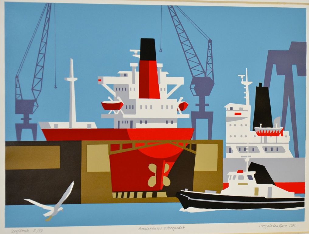 Francois ten Have: Zeefdruk. Amsterdamse scheepsdok kopen? Bied vanaf 35!