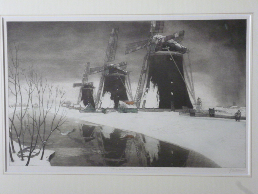 Tjeerd Bottema - kleurenets - De drie molens van Stompwijk verkocht voor € 285!