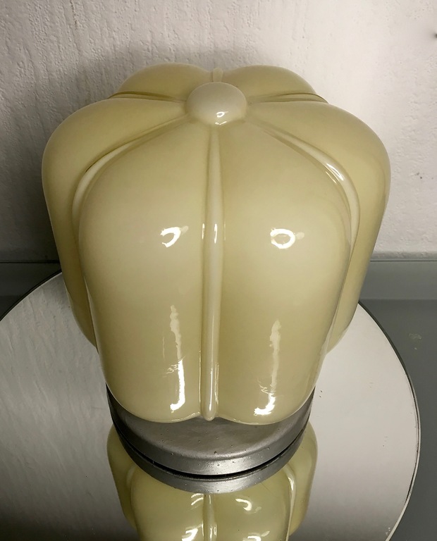 Grote glazen art deco plafond lamp met metalen armatuur kopen? Bied vanaf 19!