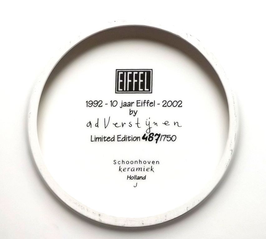 Ad Verstijnen - keramiek sierbord - 1992 - 10 jaar Eiffel - 2002 kopen? Bied vanaf 1!