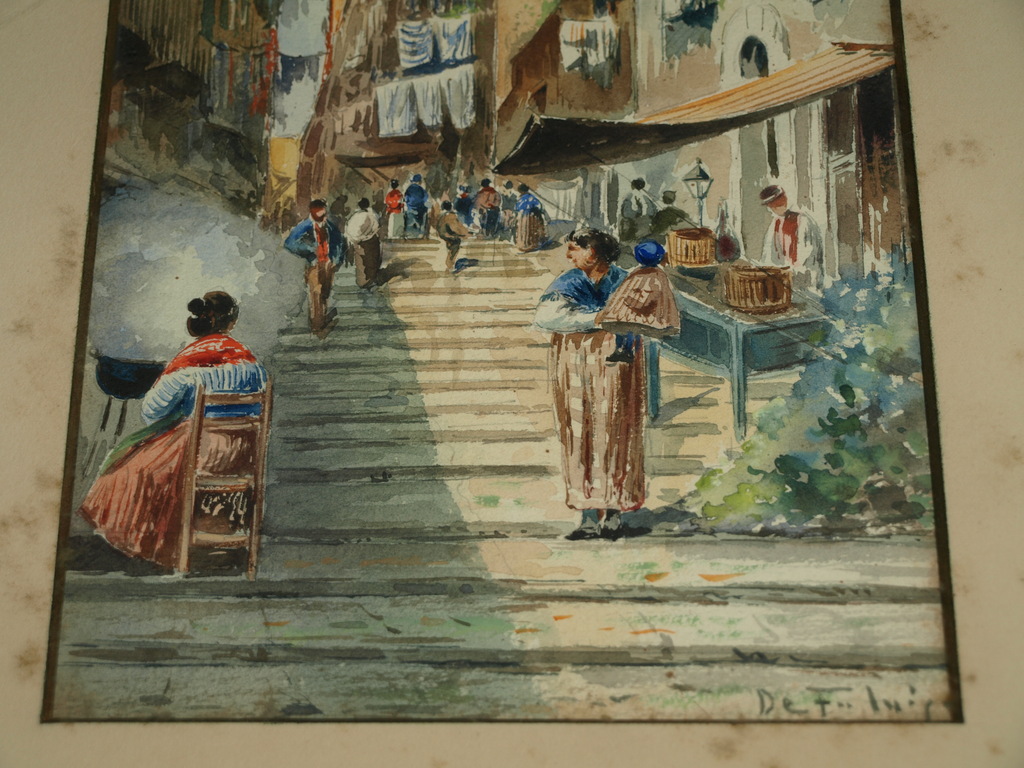 Onduidelijke signatuur – Aquarel – Zuid-Europees stadsgezicht– Gesigneerd - Oud  kopen? Bied vanaf 50!